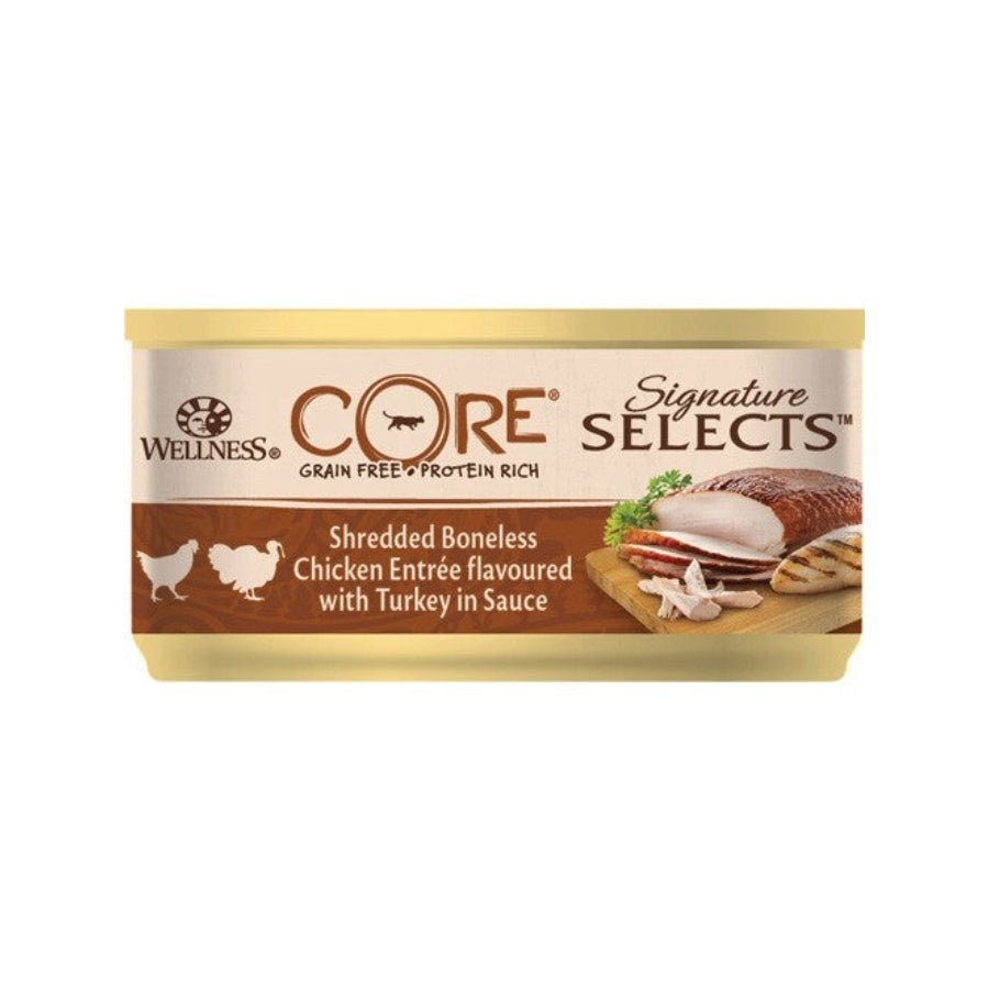 Core Adult Cat Signature Selects Shredded Boneless Chicken Entrée Flavoured with Turkey in Sauce - A - Vet Shop