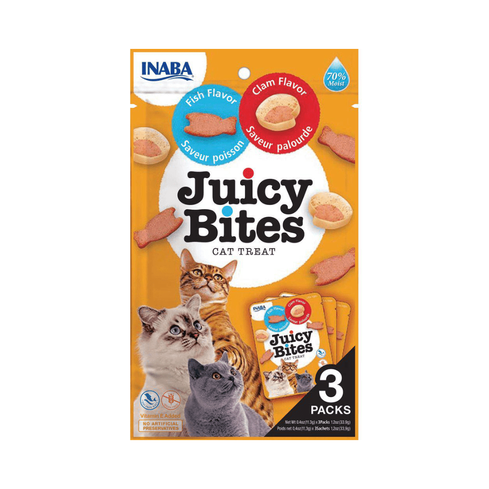 Juicy Cat Bites with Fish and Clam Flavor - Godbiter () fra Inaba Foods | Kjøp hos A - Vet Shop