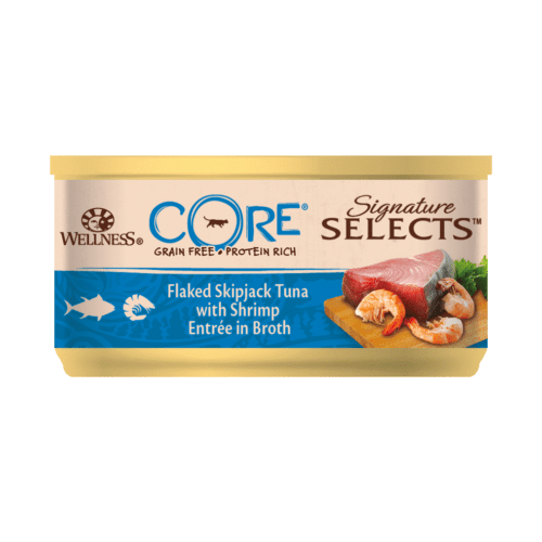 Core Adult Cat Signature Selects Flaked Skipjack Tuna with Shrimp Entrée in Broth - A - Vet Shop
