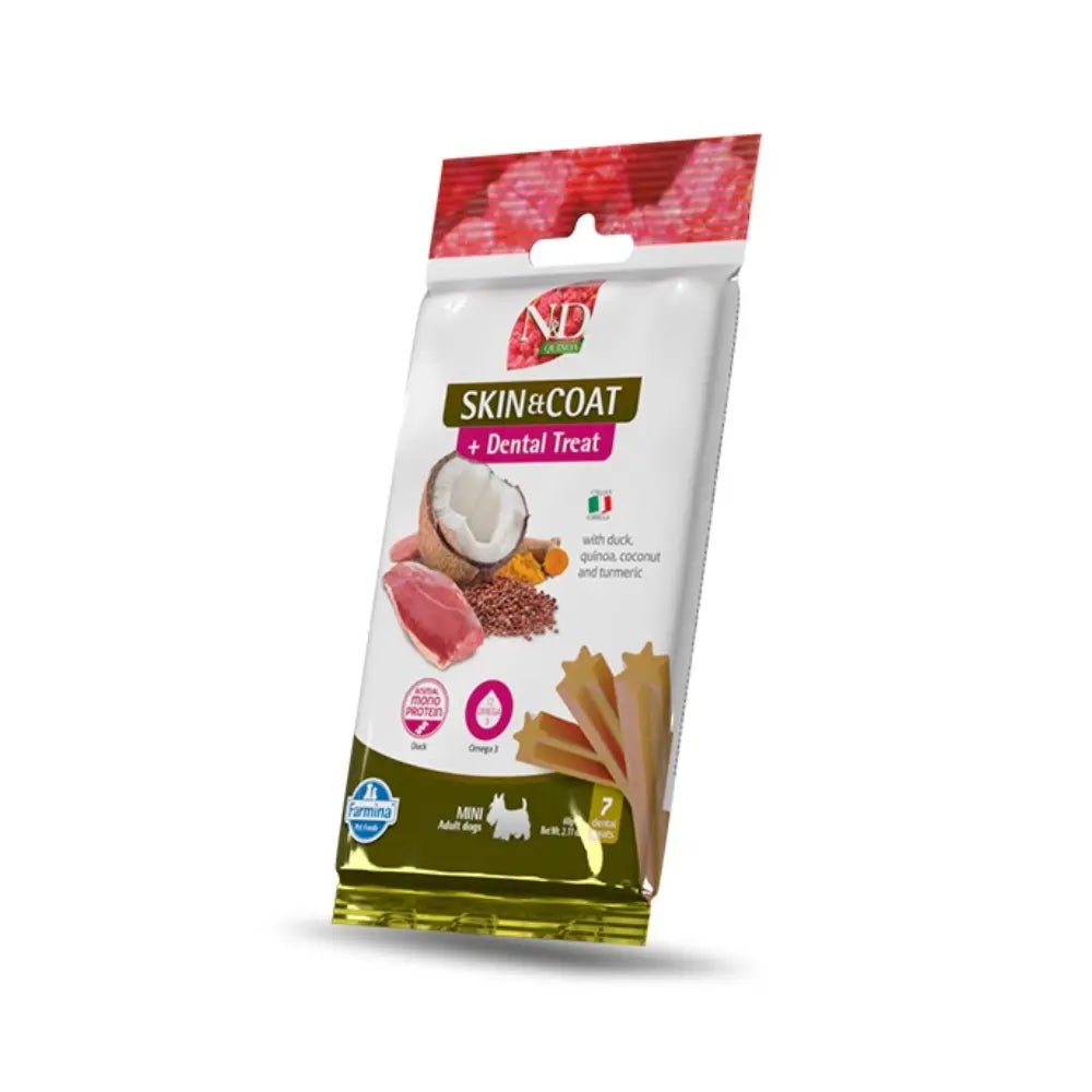 Farmina Dog Dental Treat Quinoa Skin Coat Duck Adult - Tyggebein & Tyggepinner (Mini 60 g) fra Farmina | Kjøp hos A - Vet Shop