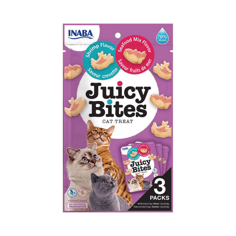 Juicy Cat Bites Shrimp and Seafood Flavor - Godbiter () fra Inaba Foods | Kjøp hos A - Vet Shop
