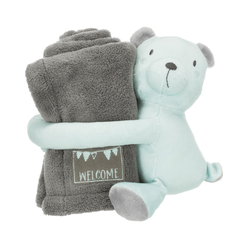 Junior hyggesett teppe med bamse - Teppe (Grå/Mint) fra Trixie | Kjøp hos A - Vet Shop