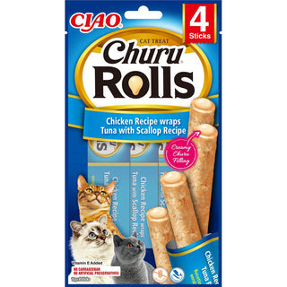 Churu Cat Rolls Chicken, Tuna And Scallops With Cream