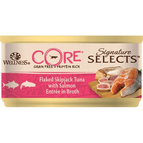 Core Adult Cat Signature Selects Flaked Skipjack Tuna with Salmon Entrée in Broth - A - Vet Shop