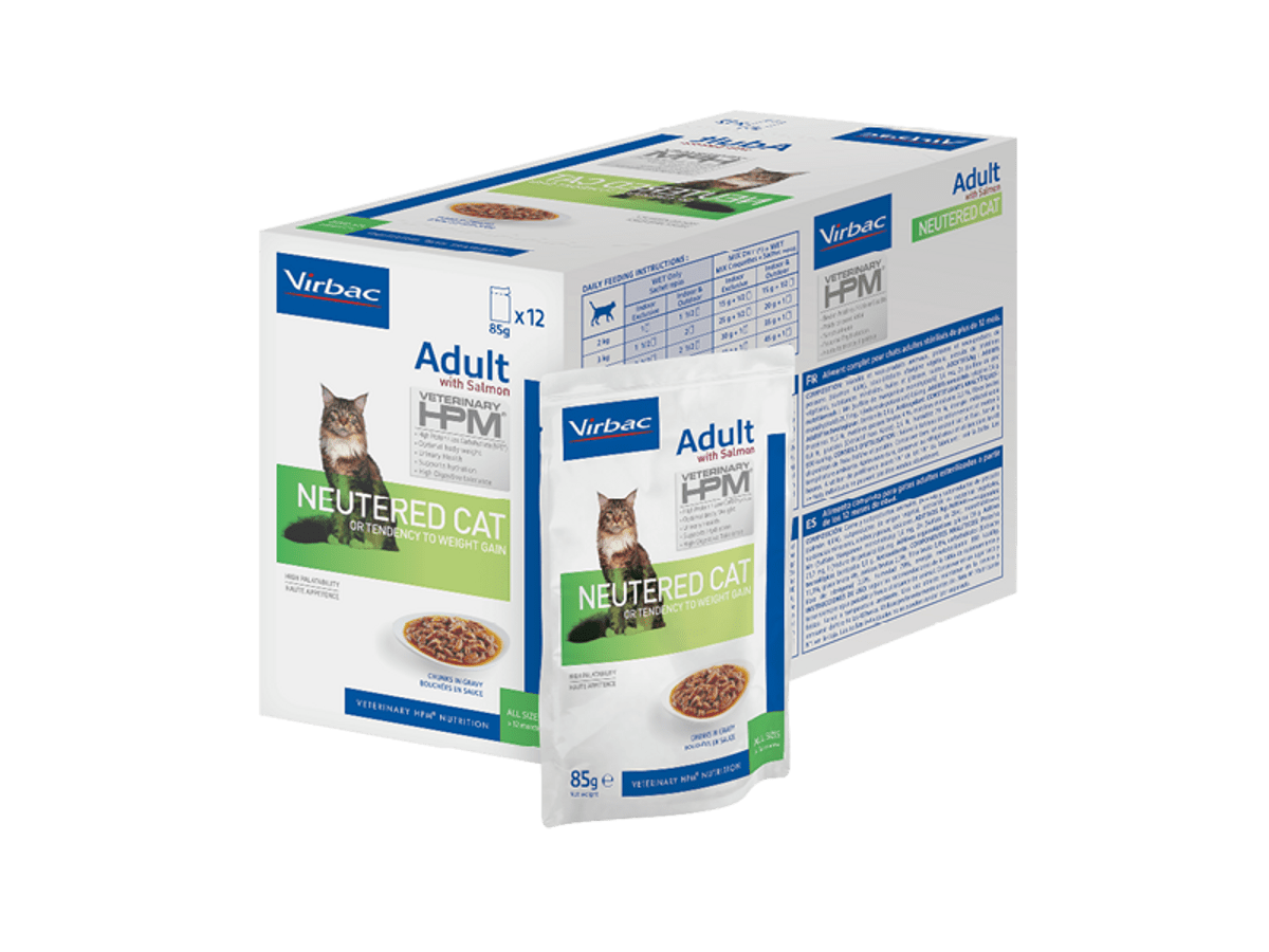 Virbac HPM Wet Adult Neutered Cat | Salmon | 12x85g - A - Vet Shop